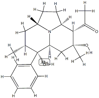 (2aS,4R,5aα,6S,8aβ)-3α-Acetyl-4,7α-dimethyl-6-phenyldecahydro-1H-pyrrolo[2,1,5-de]quinolizine-4,6-diol Struktur