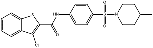 3-chloro-N-{4-[(4-methyl-1-piperidinyl)sulfonyl]phenyl}-1-benzothiophene-2-carboxamide Struktur