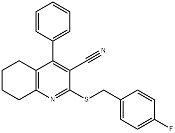 2-[(4-fluorobenzyl)sulfanyl]-4-phenyl-5,6,7,8-tetrahydro-3-quinolinecarbonitrile Struktur