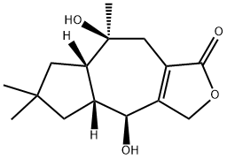 (4S)-4β,8β-Dihydroxy-6,6,8-trimethyl-1,3,4,4aβ,5,6,7,7aβ,8,9-decahydroazuleno[5,6-c]furan-1-one Struktur