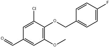 3-chloro-4-[(4-fluorophenyl)methoxy]-5-methoxybenzaldehyde Struktur