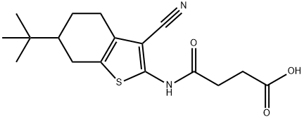 4-{[6-(tert-butyl)-3-cyano-4,5,6,7-tetrahydro-1-benzothiophen-2-yl]amino}-4-oxobutanoic acid Struktur