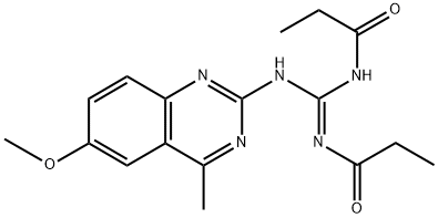 N-(6-methoxy-4-methyl-2-quinazolinyl)-N',N''-dipropionylguanidine Struktur