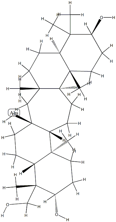 (22S)-C(14a)-Homo-27-norgammacerane-3β,14β,21α,29-tetrol Struktur