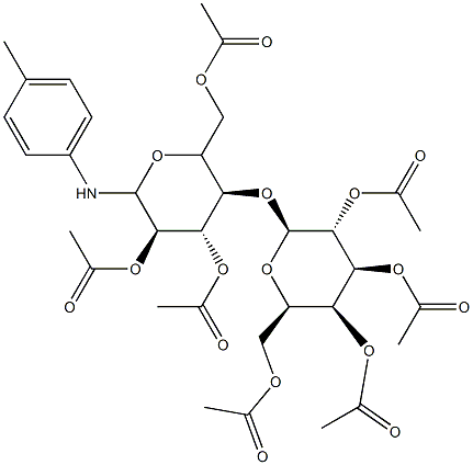 N-(4-Methylphenyl)-4-O-(2-O,3-O,4-O,6-O-tetraacetyl-β-D-galactopyranosyl)-2-O,3-O,6-O-triacetyl-D-glucopyranosylamine Struktur