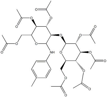 N-(4-Methylphenyl)-2-O-(2-O,3-O,4-O,6-O-tetraacetyl-β-D-glucopyranosyl)-3-O,4-O,6-O-triacetyl-D-glucopyranosylamine Struktur