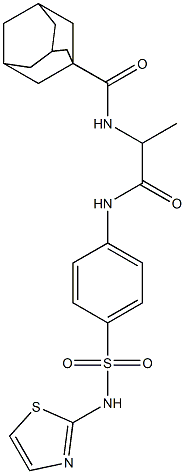 Tricyclo[3.3.1.13,7]decane-1-carboxamide, N-[1-methyl-2-oxo-2-[[4-[(2-thiazolylamino)sulfonyl]phenyl]amino]ethyl]- (9CI) Struktur