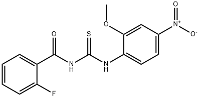 N-(2-fluorobenzoyl)-N'-{4-nitro-2-methoxyphenyl}thiourea Struktur