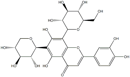 2-(3,4-Dihydroxyphenyl)-8-β-D-glucopyranosyl-5,7-dihydroxy-6-β-D-xylopyranosyl-4H-1-benzopyran-4-one Struktur