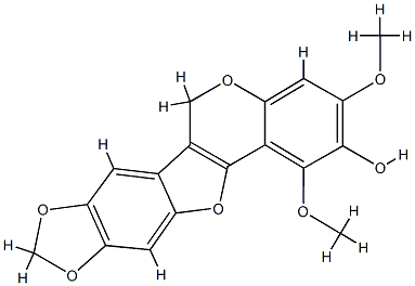 1,3-Dimethoxy-6H-[1,3]dioxolo[5,6]benzofuro[3,2-c][1]benzopyran-2-ol Struktur