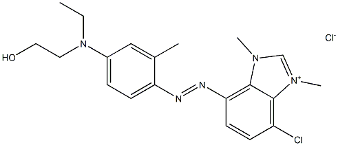 5-chloro-7-[[4-[ethyl(2-hydroxyethyl)amino]-2-benzyl]azo]-1,3-dimethyl-1H-benzimidazolium chloride Struktur