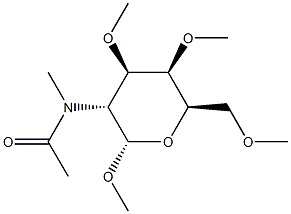 Methyl 2-[acetyl(methyl)amino]-3-O,4-O,6-O-trimethyl-2-deoxy-α-D-galactopyranoside Struktur