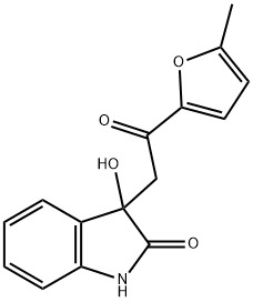 3-hydroxy-3-[2-(5-methyl-2-furyl)-2-oxoethyl]-1,3-dihydro-2H-indol-2-one Struktur