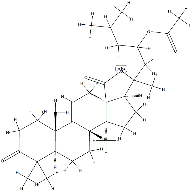 (20ξ)-23-(Acetyloxy)-20-hydroxy-3-oxo-5α-lanost-9(11)-en-18-oic acid γ-lactone Struktur