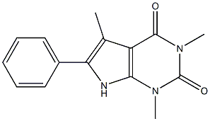 2,4,7-trimethyl-8-phenyl-2,4,9-triazabicyclo[4.3.0]nona-7,10-diene-3,5 -dione Struktur