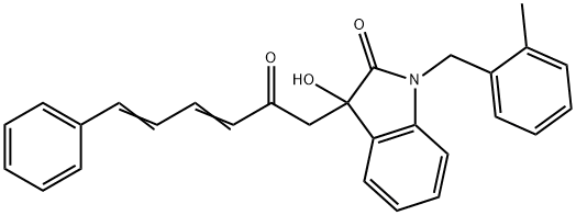 3-hydroxy-1-(2-methylbenzyl)-3-(2-oxo-6-phenyl-3,5-hexadienyl)-1,3-dihydro-2H-indol-2-one Struktur