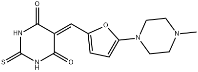 5-{[5-(4-methylpiperazin-1-yl)furan-2-yl]methylidene}-2-thioxodihydropyrimidine-4,6(1H,5H)-dione Struktur