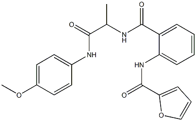 2-Furancarboxamide,N-[2-[[[2-[(4-methoxyphenyl)amino]-1-methyl-2-oxoethyl]amino]carbonyl]phenyl]-(9CI) Struktur