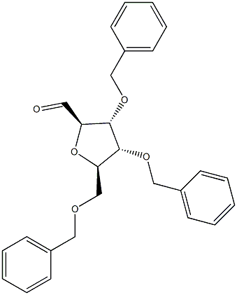 2-O,3-O,5-O-Tribenzyl-β-D-ribofuranosylformaldehyde Struktur