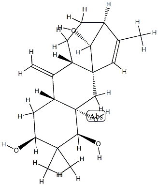 (2S,12R)-1,2,3,4,4a,5,8,9,10,10aα,11,11aα-Dodecahydro-3,3,7-trimethyl-11-methylene-5aβ,8β-methano-5aH-cyclohepta[b]naphthalene-2,4α,4aβ,12-tetrol Struktur