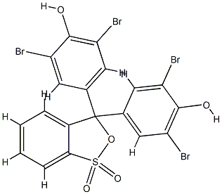 2-[Bis(3,5-dibromo-4-hydroxyphenyl)hydroxymethyl]benzenesulfonic acid γ-sultone Struktur