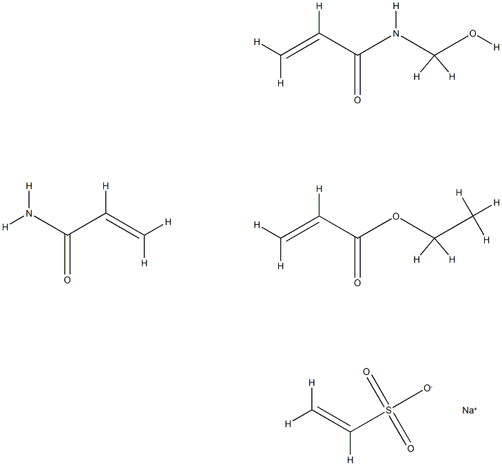 2-Propenoic acid, ethyl ester, polymer with N-(hydroxymethyl)-2-propenamide, 2-propenamide and sodium ethenesulfonate Struktur