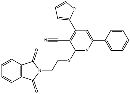 2-{[2-(1,3-dioxo-1,3-dihydro-2H-isoindol-2-yl)ethyl]sulfanyl}-4-(2-furyl)-6-phenylnicotinonitrile Struktur