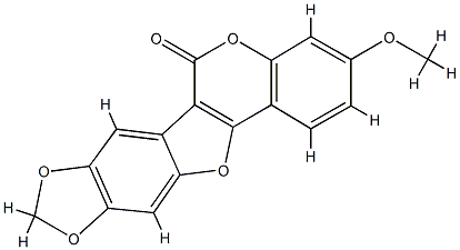 3-Methoxy-6H-[1,3]dioxolo[5,6]benzofuro[3,2-c][1]benzopyran-6-one Struktur