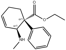 3-Cyclohexene-1-carboxylic acid, 2-(methylamino)-1-phenyl-, ethyl ester, (1R,2S)-rel- Struktur