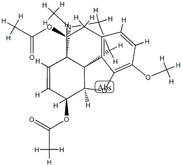 (13β,14β)-7,8-Didehydro-4,5α-epoxy-3-methoxy-17-methylhasubanan-6α,9α-diol diacetate Struktur