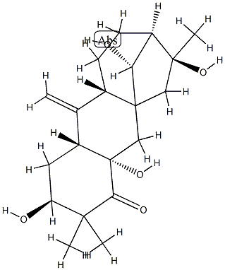 (2S,10aα,11aα,12R)-2,3,4a,5,6,7,8,9,10,10a,11,11a-Dodecahydro-2,4aβ,7β,12-tetrahydroxy-3,3,7-trimethyl-11-methylene-5aβ,8β-methano-5aH-cyclohepta[b]naphthalen-4(1H)-one Struktur