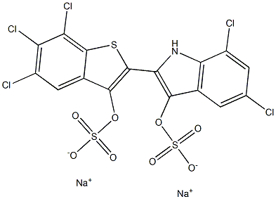 5,7-Dichloro-2-[5,6,7-trichloro-3-(sodiosulfooxy)benzo[b]thiophen-2-yl]-1H-indol-3-ol (sulfuric acid sodium) salt Struktur