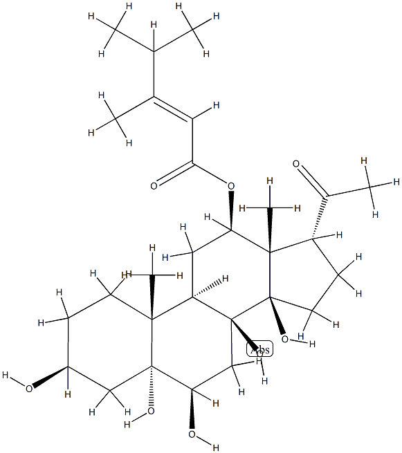 (17α)-12β-[(3,4-Dimethyl-1-oxo-2-pentenyl)oxy]-3β,5,6β,8β,14β-pentahydroxy-5α-pregnan-20-one Struktur