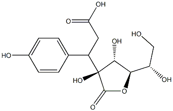 (3S,βS)-5β-[(1S)-1,2-Dihydroxyethyl]-tetrahydro-3β,4α-dihydroxy-β-(4-hydroxyphenyl)-2-oxo-3-furanpropanoic acid Struktur