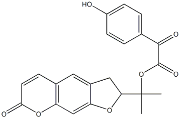 (-)-4-Hydroxy-α-oxobenzeneacetic acid 1-[2,3-dihydro-7-oxo-7H-furo[3,2-g][1]benzopyran-2-yl]-1-methylethyl ester Struktur