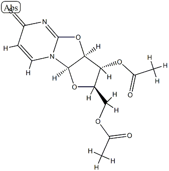 (2R)-2α-[(Acetyloxy)methyl]-2,3,3aβ,9aβ-tetrahydro-6-thioxo-6H-furo[2',3':4,5]oxazolo[3,2-a]pyrimidine-3β-yl=acetate Struktur