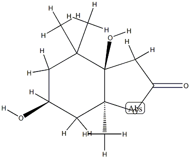 2(3H)-Benzofuranone, hexahydro-3a,6-dihydroxy-4,4,7a-trimethyl-, (3aR,6S,7aS)-rel-(+)- (9CI) Struktur