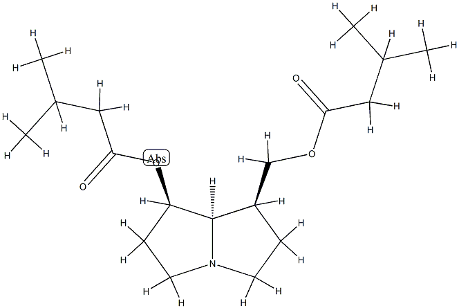 Butanoic acid, 3-methyl-, hexahydro-7-((3-methyl-1-oxobutoxy)methyl)-1 H-pyrrolizin-1-yl ester, (1R-(1alpha,7alpha,7abeta))- Struktur