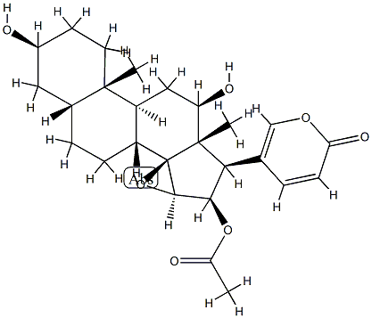 12β-Hydroxy-16β-acetoxy-14,15β-epoxy-3β-hydroxy-5β-bufa-20,22-dienolide Struktur