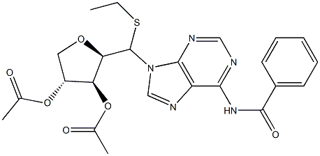 2,5-Anhydro-1-C-[6-(benzoylamino)-9H-purin-9-yl]-1-S-ethyl-1-thio-D-xylitol 3,4-diacetate Struktur