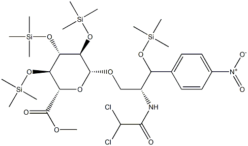 [(2R,3R)-2-[(Dichloroacetyl)amino]-3-(4-nitrophenyl)-3-[(trimethylsilyl)oxy]propyl]2-O,3-O,4-O-tris(trimethylsilyl)-β-D-glucopyranosiduronic acid methyl ester Struktur