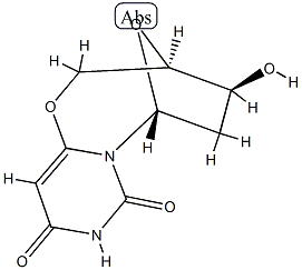 (3R)-3,4,5,6-Tetrahydro-4β-hydroxy-3β,6β-epoxy-2H,8H-pyrimido[6,1-b][1,3]oxazocine-8,10(9H)-dione Struktur