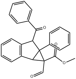 6-Benzoyl-1-formyl-1,1a,6,6a-tetrahydro-6a-phenylcycloprop[a]indene-1-carboxylic acid methyl ester Struktur