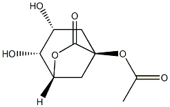 6-Oxabicyclo[3.2.1]octan-7-one, 1-(acetyloxy)-3,4-dihydroxy-, (1R,3S,4S,5S)-rel- (9CI) Struktur