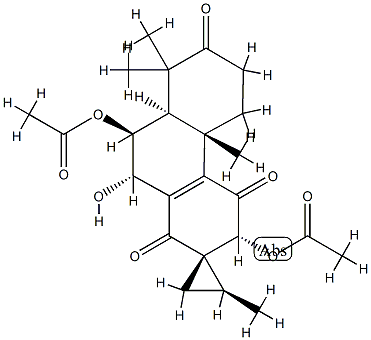 (1S,2S)-3'β,9'α-Diacetoxy-10'β-hydroxy-2,4'bα,8',8'-tetramethyl-5',6',8',8'aβ,9',10'-hexahydrospiro[cyclopropane-1,2'(1'H)-phenanthrene]-1',4',7'(3'H,4'bH)-trione Struktur