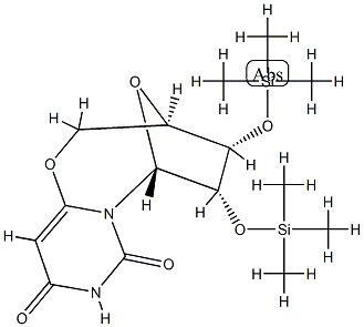 (3R)-3,4,5,6-Tetrahydro-4α,5α-bis[(trimethylsilyl)oxy]-3β,6β-epoxy-2H,8H-pyrimido[6,1-b][1,3]oxazocine-8,10(9H)-dione Struktur