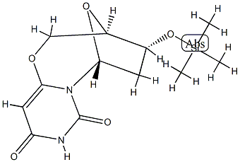 (3R)-3,4,5,6-Tetrahydro-4α-(trimethylsiloxy)-3β,6β-epoxy-2H,8H-pyrimido[6,1-b][1,3]oxazocine-8,10(9H)-dione Struktur