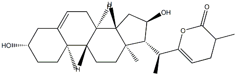 3β,16α,22-Trihydroxycholesta-5,22-dien-26-oic acid δ-lactone Struktur