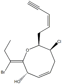 (3S)-2-[(E)-1-Bromopropylidene]-7α-chloro-3,6,7,8-tetrahydro-8α-[(Z)-2-penten-4-ynyl]-2H-oxocin-3-ol Struktur