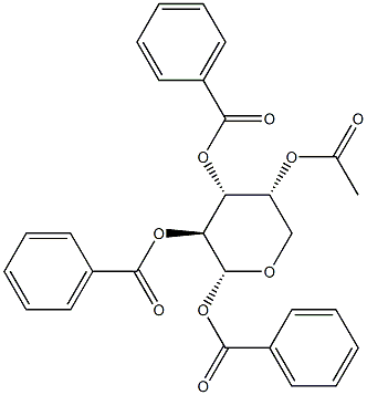 1-O,2-O,3-O-Tribenzoyl-4-O-acetyl-α-D-arabinopyranose Struktur